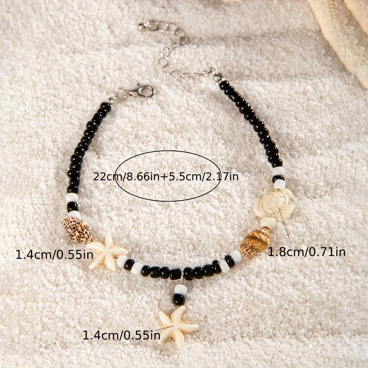 Bohemian Ocean Style Resin Starfish and Turtle Anklet
